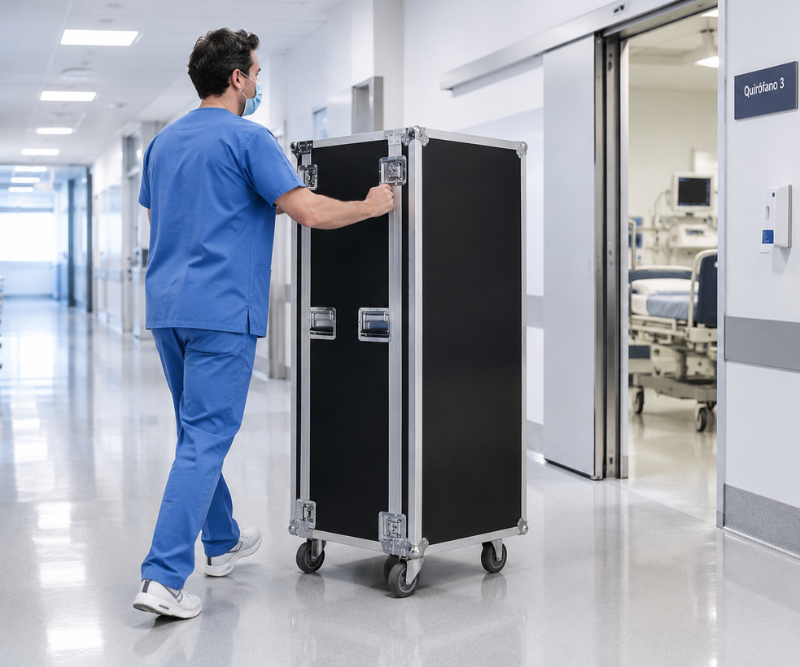 cajones de transporte para instrumental hospitalario